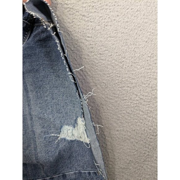 KanCan Jean Shorts Womens 20 High Rise Destructed Hem Destroyed Blue - Picture 13 of 14